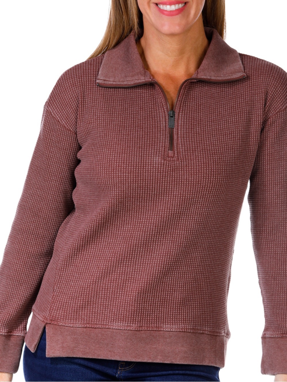 NWT C & C California Waffle-Knit Half-Zip Pullover shirt size L